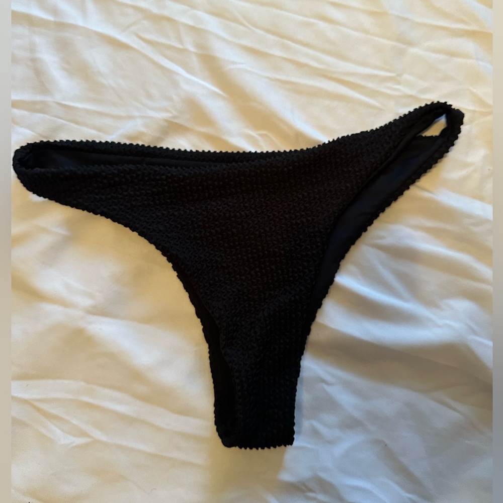 Black Textured Bikini Bottom
